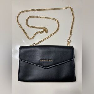 Michael Kors Black Convertible Crossbody Bag with Gold Chain Strap